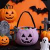 Portable Trick or Treat Bag Halloween Pumpkin Candy for Kids, Tote Kids with Handle, Reusable Snack Bucket Party Favors