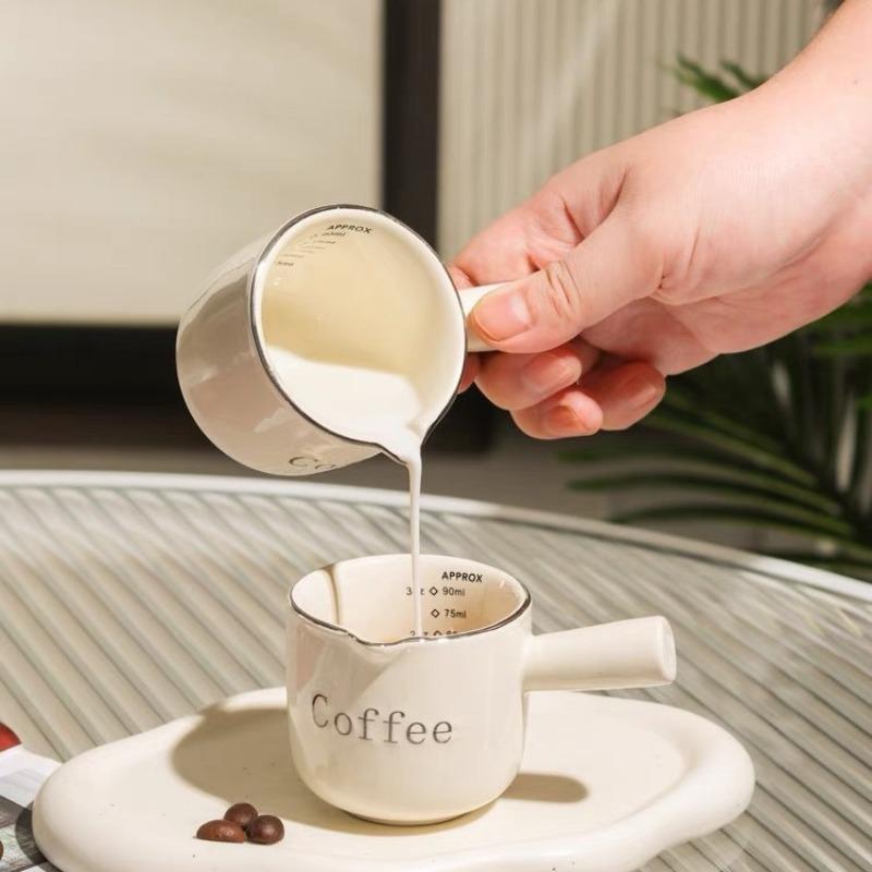 Ins High Appearance Coffee Milk Pitcher With Scale Espresso Cup Ceramic Measuring Milk Pot