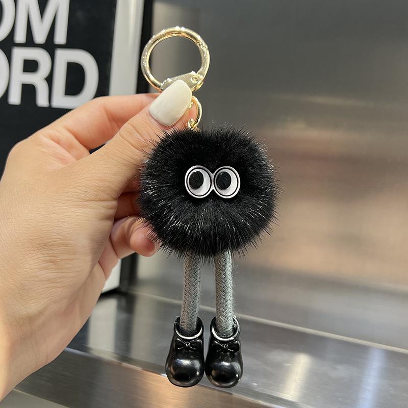 Adorable Mink Fur Soot Ball Keychain Pendant - Plush Korean Backpack Charm Gift