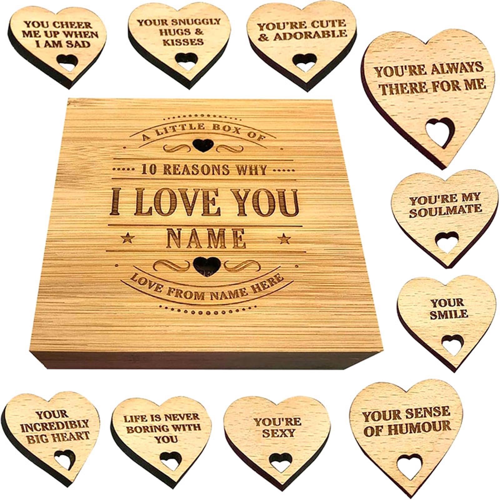 

10 Reasons Why I Love You Bamboo Box Heart Shaped Wooden Assembled Decorative Sign For Valentine S Day Gifts