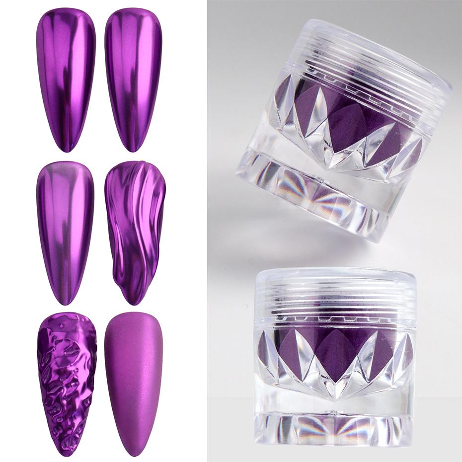 Xiaomi 1 Jar Purple Chrome Nail Powder Metallic Mirror Nail Art Pigment Dust Violet Nail Art Glitter Decoration Manicure Accessories