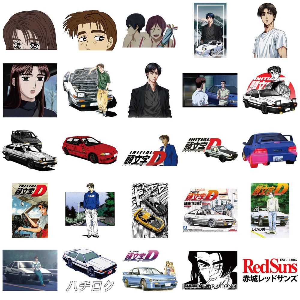 10/30/50pcs Initial D Japanese Anime Stickers Cool Cartoon Decals DIY Skateboard Phone Notebook Classic Manga Sticker Decoration