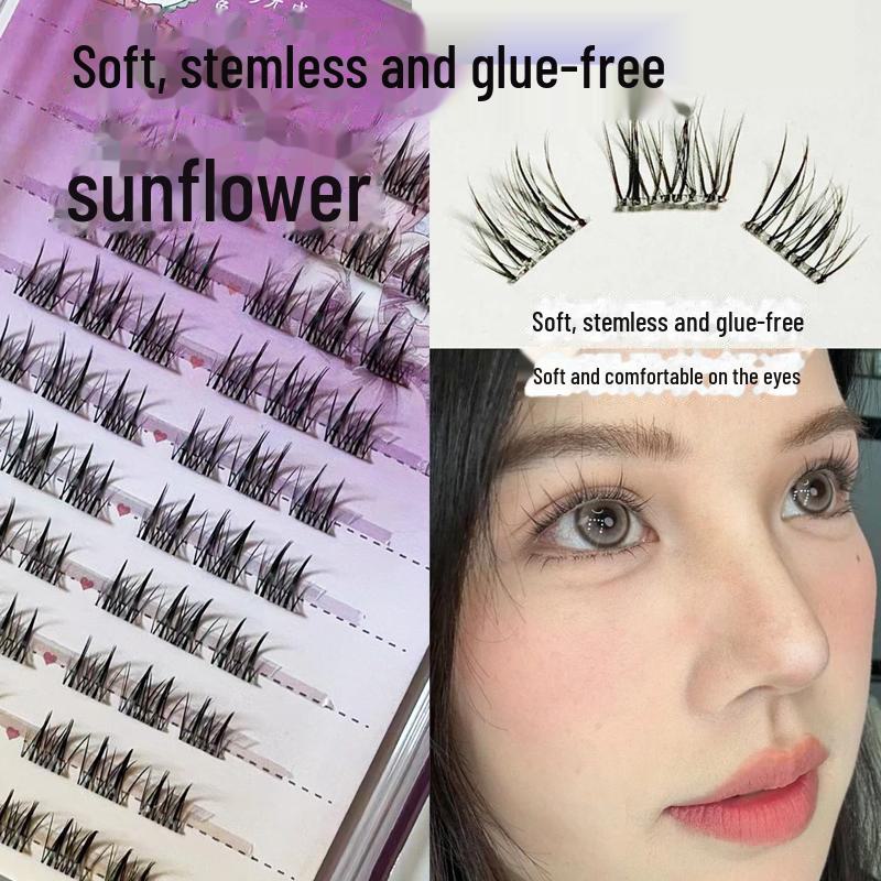 Stem-Free 5D Marshmallow False Eyelashes: Fluffy, Easy To Remove, Soft, Natural, Lightweight, Single Cluster, Baby Curved Fluffy Lashes.