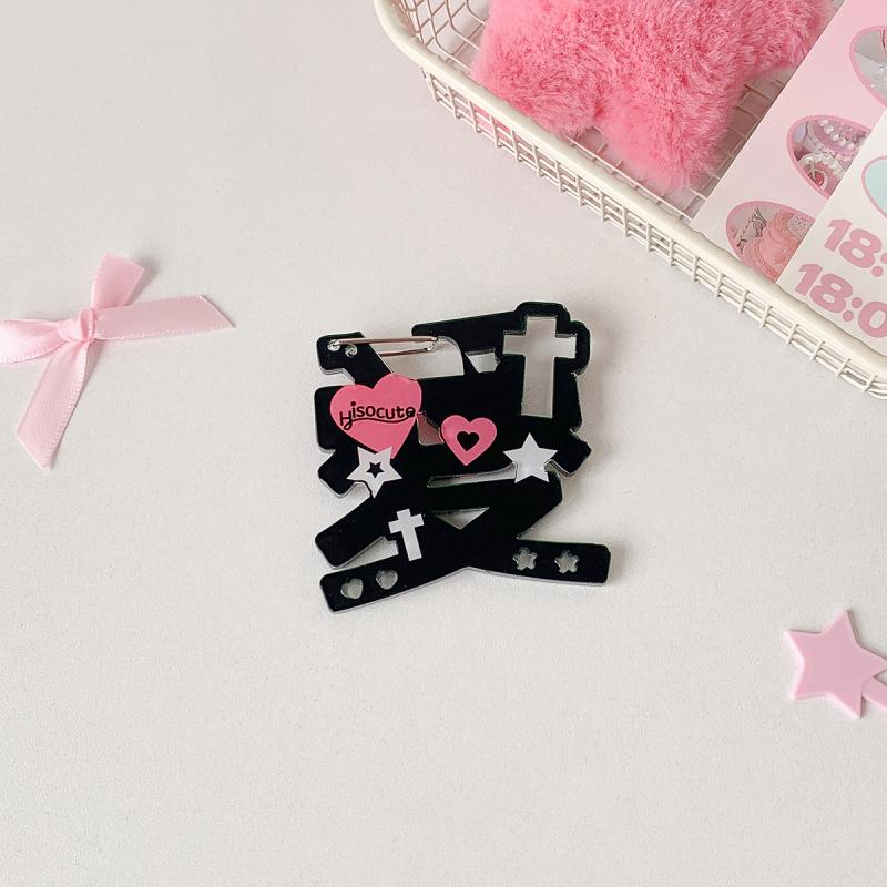 Sweet Cool Girls Acrylic Keychain Hook Pink Black Hanging Decoration For Bag Pendant Doll Toy Holder Personalized Pendant Gift