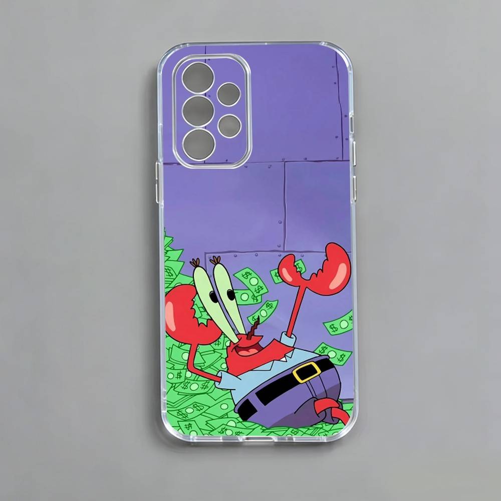 Animation S-Sponge Funny B-Bob Phone Case For Samsung S25,S24,S21,S22,S23,S30,Ultra,S20,Plus,Fe,Note,10,9,5G Transparent Cover Samsung S25