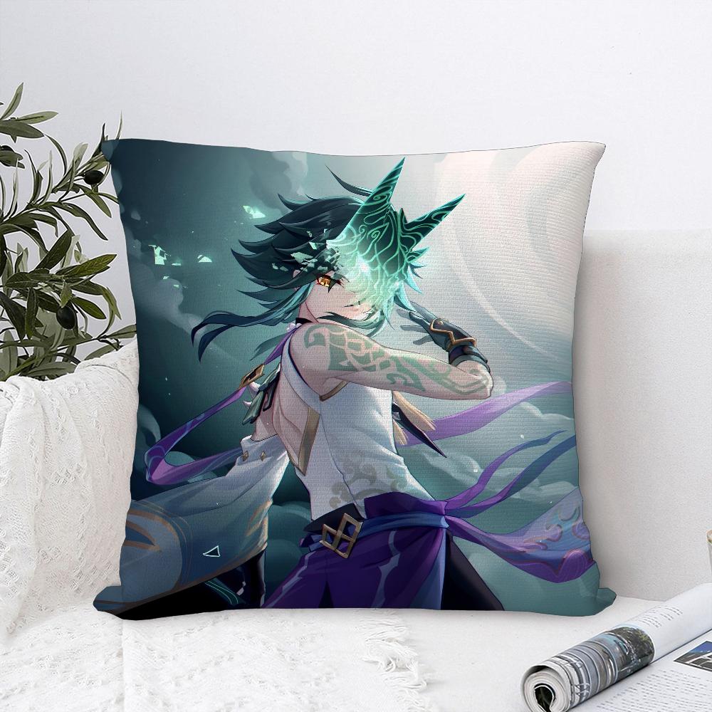 Xiao Genshin Impact Pillow Case Sofa Decorative Home Double-Sided Printing Short Plush Cushion Cover Throw Pillow Cover
