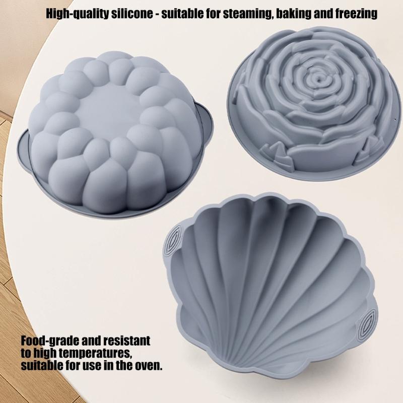 High Temperatures Resistant Silicone Chocolate Mould Shell and Flower Mousse Cake Molds Dessert Baking Accessories