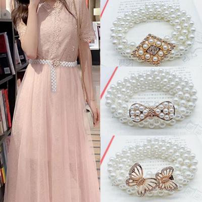 Clothing Supplies Elastic Belt Sweater Decorative Diamond Waist Chain New Pearl Waist Belt  Women