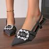 Neue Sommer Feine Absätze Damenschuhe Elegant Strass Spitz Denim Gemischt mit High Heels Sandalen High Heels Damen Pumps