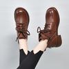 Round head short boots women's boots autumn new flat bottom lace-up Martin boots first layer cowhide comfortable women's leather boots