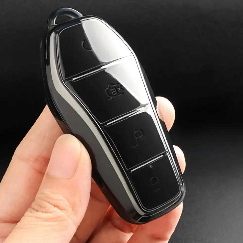 Für BYD Qin Plusdmi Atto 3 Han EV Dolphin Transparent Weiche TPU Auto Schlüsselhülle 4 Tasten Fernbedienung Schutzhülle Zubehör