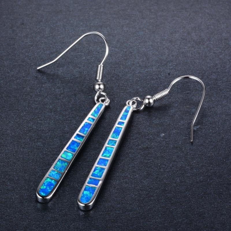 European and American hot-selling platinum irregular plaid white opal earrings ins style versatile earrings women