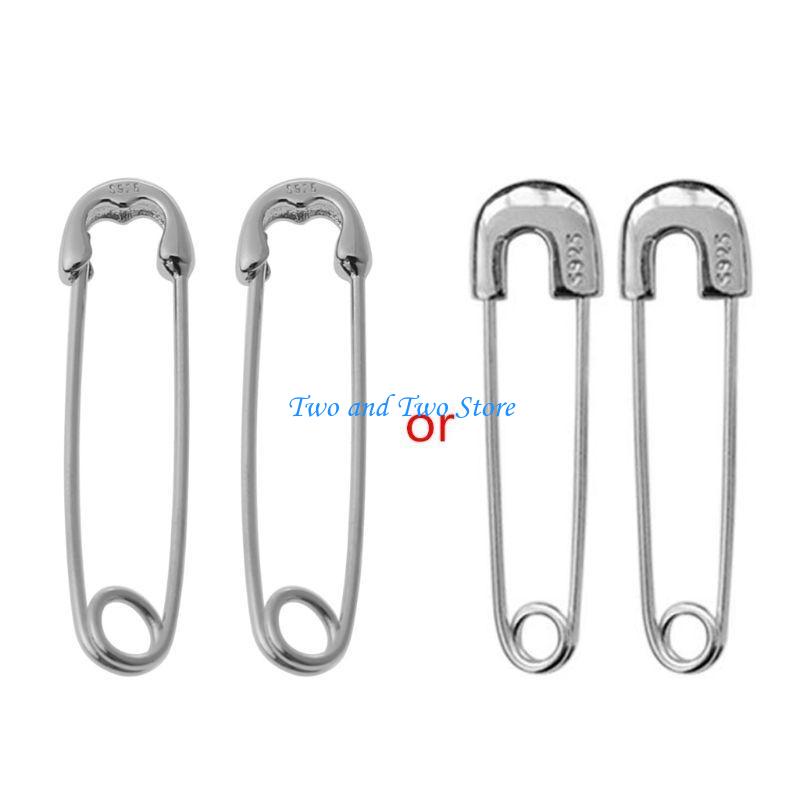HX6F Fashion Silver Safety Pin Ear Studs All-match Pin Studs Earrings Jewelry Gifts for Men Women Family Friend серебряный