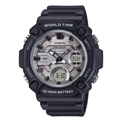 World Time Telememo Ana-Digi Quartz Watch AEQ-120W-7AV Men's Black Overseas Model