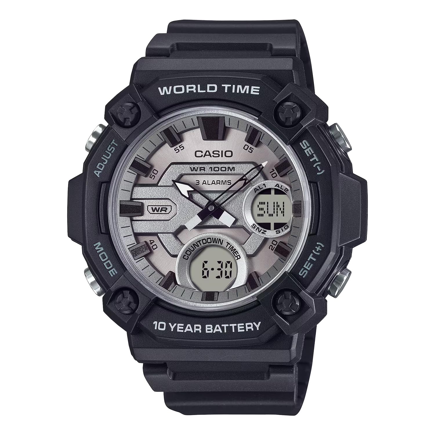 [Casio] CASIO World Time Telemea Analog and Digital Quartz Watch AEQ-120W-7AV Men s Black Oversea...