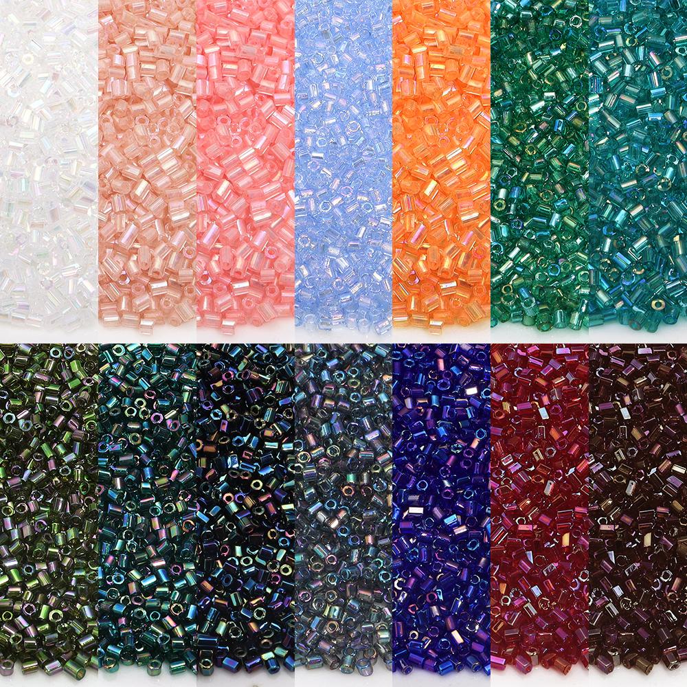 2mm Czech Glass Seed Beads Transparent Colorful Tubular Loose Rice Beads DIY Craft Bracelets Earrings Jewelry Gift Accessories