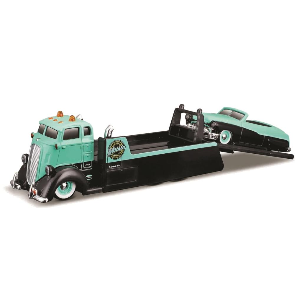 Maisto Elite Transport Miniature Car Diecast Car Finished Product COE Flatbed 1950 Mercury Light 1/64 (1938 / - Green/Black)