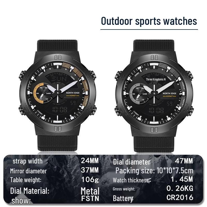 Men's Waterproof Outdoor Sports Smartwatch with Alarm, Stopwatch, Countdown, Multifunctional Student Model - Black Gold