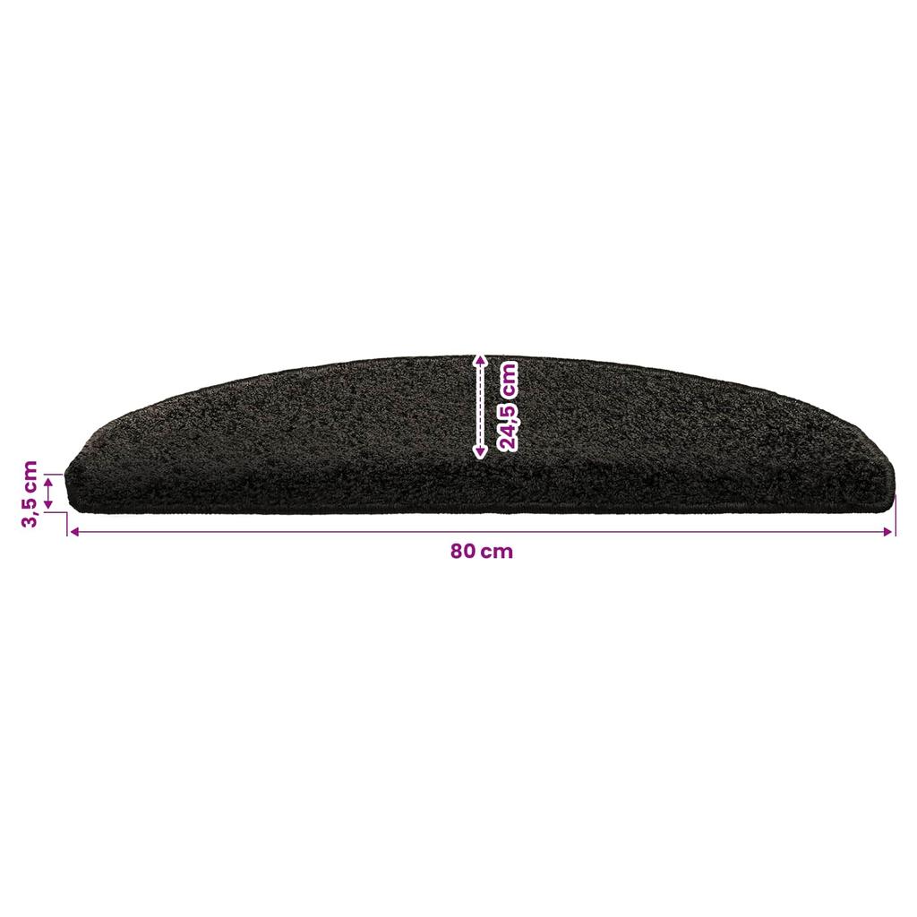 Self Adhesive Stair Tread Covers Semi Circular 15 pcs Anthracite