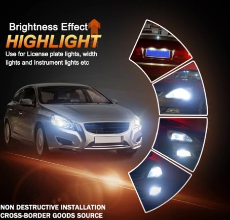 [Exkluzivně pro Amazon] T10 LED White Explosive Canceller Vestavěné číslo poziční lampy Světlo v místnosti Vysoce odolný nepolární 3014 LED prvek 6000