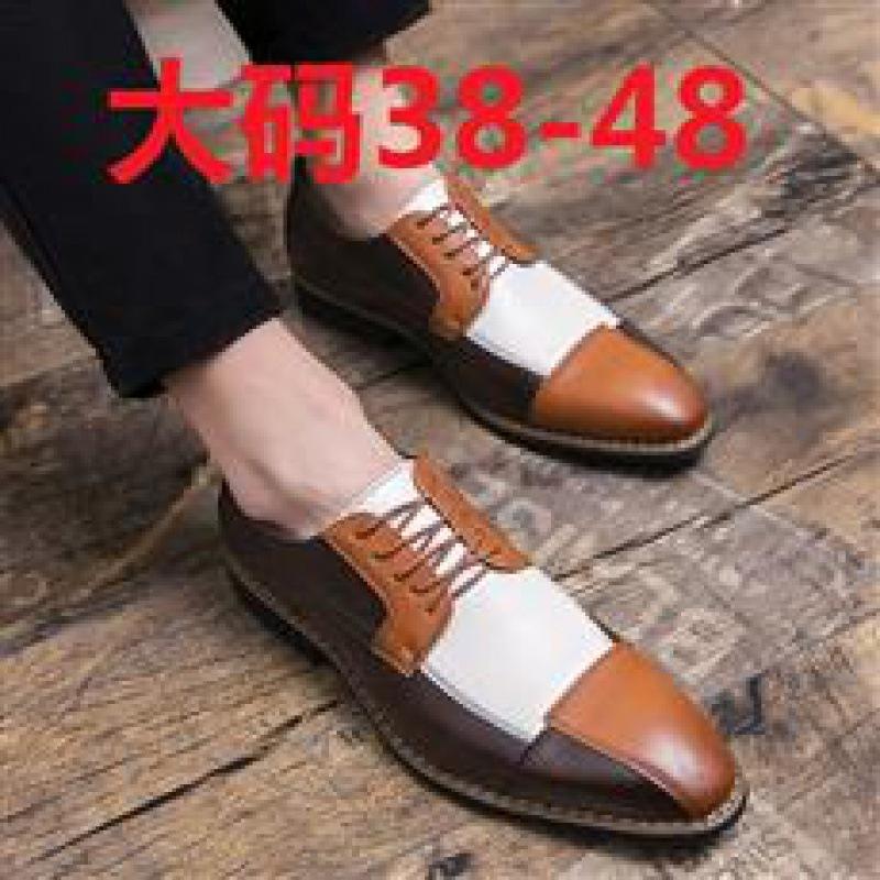 Leather Shoes Men's Fashion Summer Square Head First Layer Cowhide Business Dress Brock Work Three Joint Oxford Men's Shoes