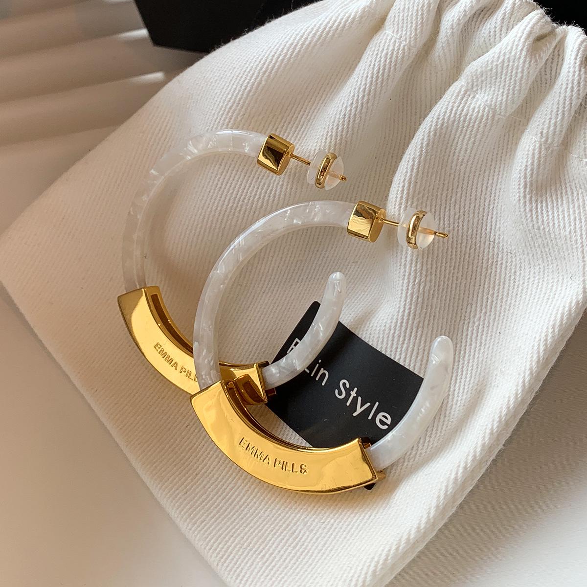 

Серьги-кольца из серебра 925 пробы с леопардовым принтом, из янтаря и черепахового панциря, для женщин - европейский и американский стиль, преувеличенные круглые украшения для личности.