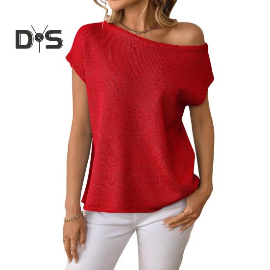 

Женские топы с коротким рукавом и воротником-стойкой, однотонные футболки, весна-лето, эластичные пуловеры, топы на каждый день L красный