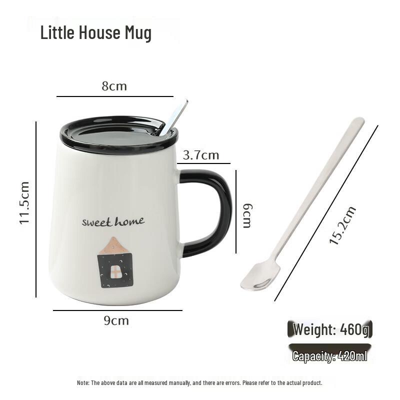 BJ 420ML Ceramic Coffee Mug with Lid and Spoon
