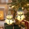 Lighted Snowman Christmas Tree Ornament - Knit Plush Hanging Decoration for Winter Holiday
