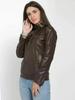 Brown Genuine Biker Stylish Lambskin Leather Zipper Women's Jacket Designer Motorcycle