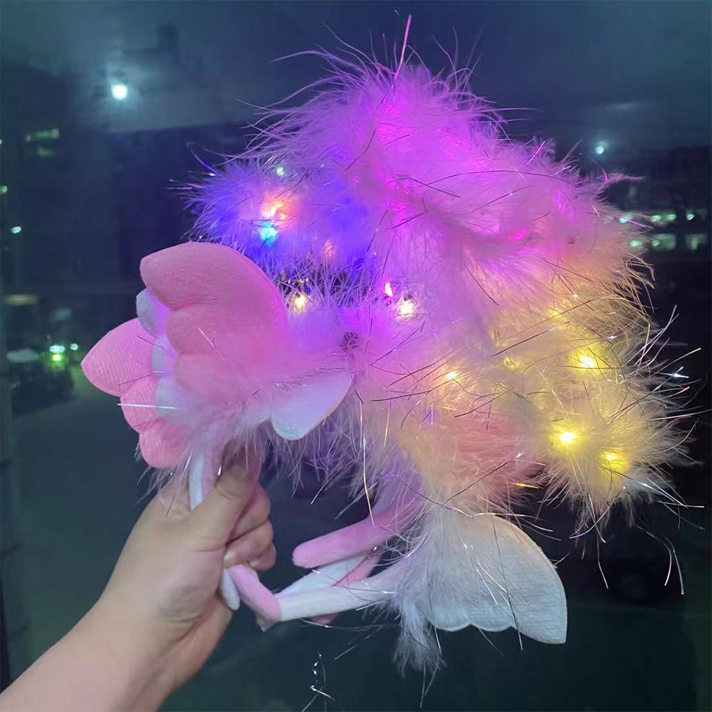 LED Feather Headband Angel Halo Headwear for Birthday Graduation Party Supplies
