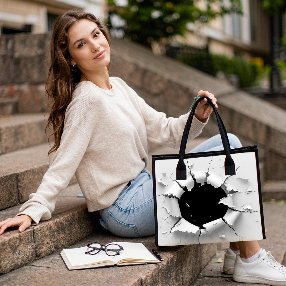 Crack Print Large Capacity Casual Tote Bag for Daily Shopping Commute