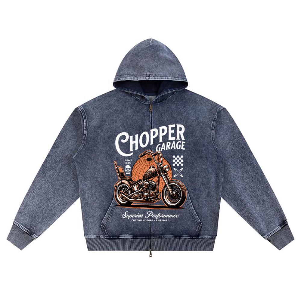 

DTG print Knitted Denim Zip-Up Hoodie streetwear Motorcycle Brother Print Zipper Hoodies XL темно-синий