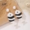 Raffia Earrings 1 Pair Boho for Women, Handmade Rattan Fish Shape Summer Vacation Jewelry Earrings, Bohemian Straw Drop Dangle Tropical Beach