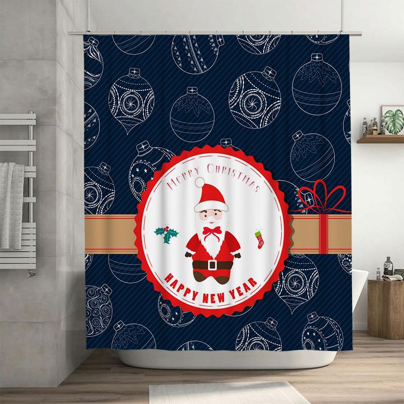 

TU Festive Christmas Shower Curtain Waterproof Holiday Decor Farmhouse Bathroom Set Holiday Pattern Xmas Red Green 90x180cm35x71in