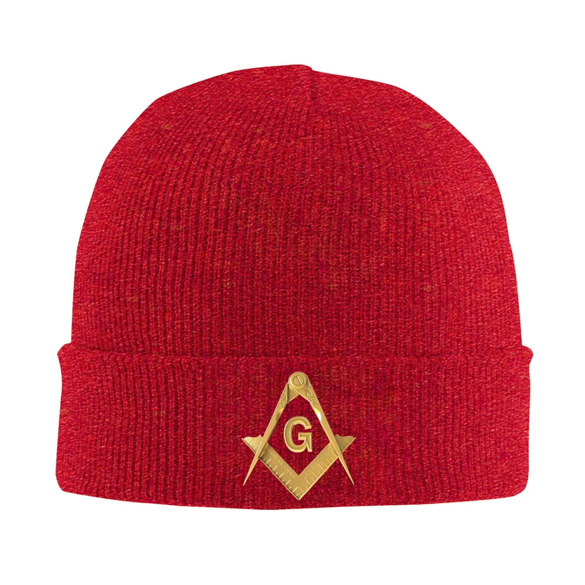 

Custom Gold Freemason Logo Bonnet Hat Hip Hop Knit Hat Unisex Women Unisex Adult Masonic Mason Winter Warm Skullies Beanies Caps One Size