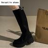 Vintage Winter Belt Buckle Women Knee High Boots Fashion Platform Long Booties Designer Thick Heels Botas De Mujer