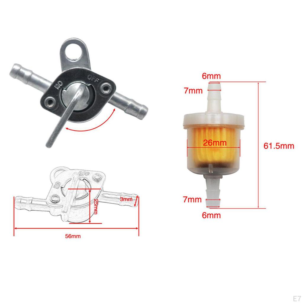 Professional Gas Fuel Switch with Filter Line for Motorcycle Red