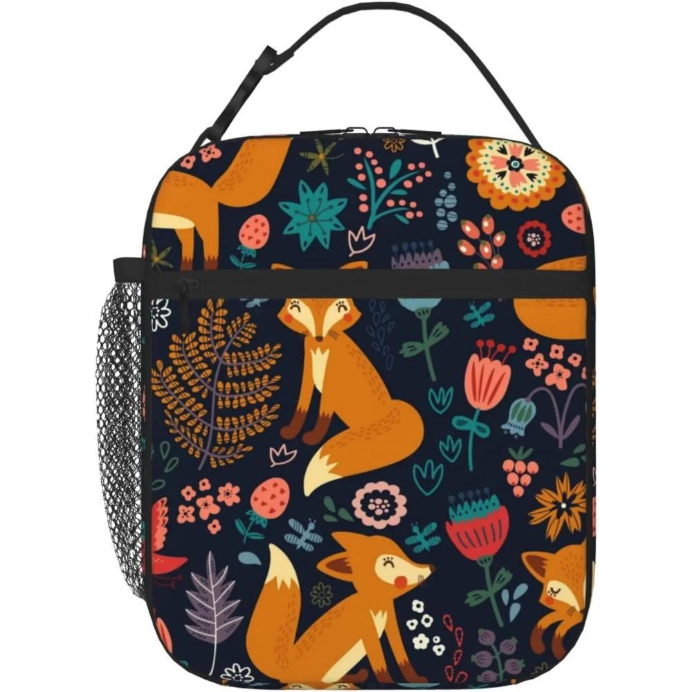 Fox Bunny Cloud Lunch Bag for Women Men Reusable Insulated Lunch Box Portable Lightweight with Side Pocket for Work Picnic