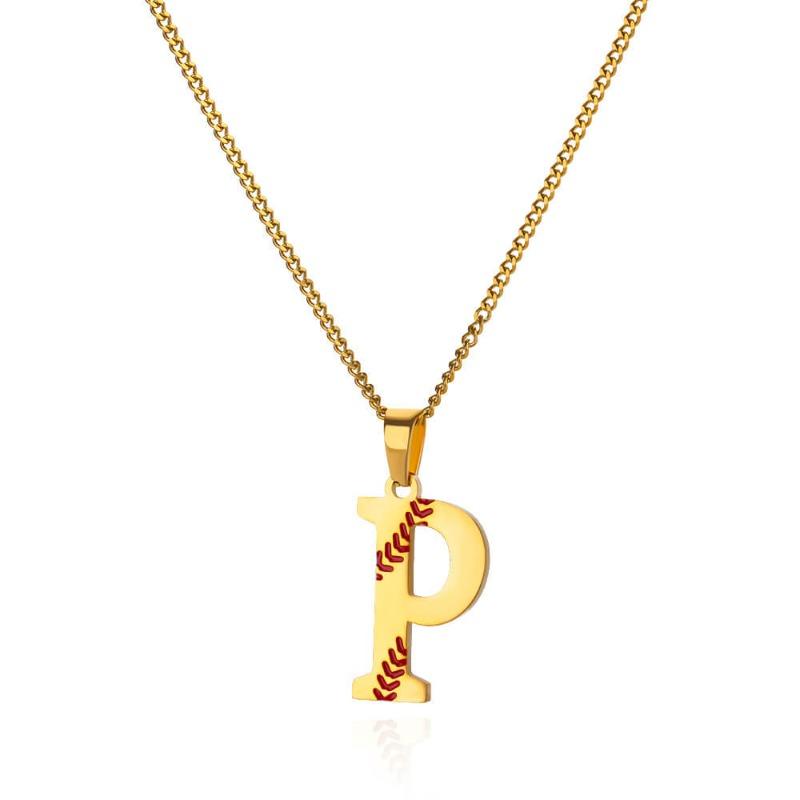 New Design Exquisite Baseball Initials - Letter Necklace Stainless Steel Chain English Pendant