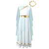 Girls Halloween Greek Beauty Costumes Gold Leaves Garland Headwear Chiffon Cap Sleeve Ancient Toga Dress