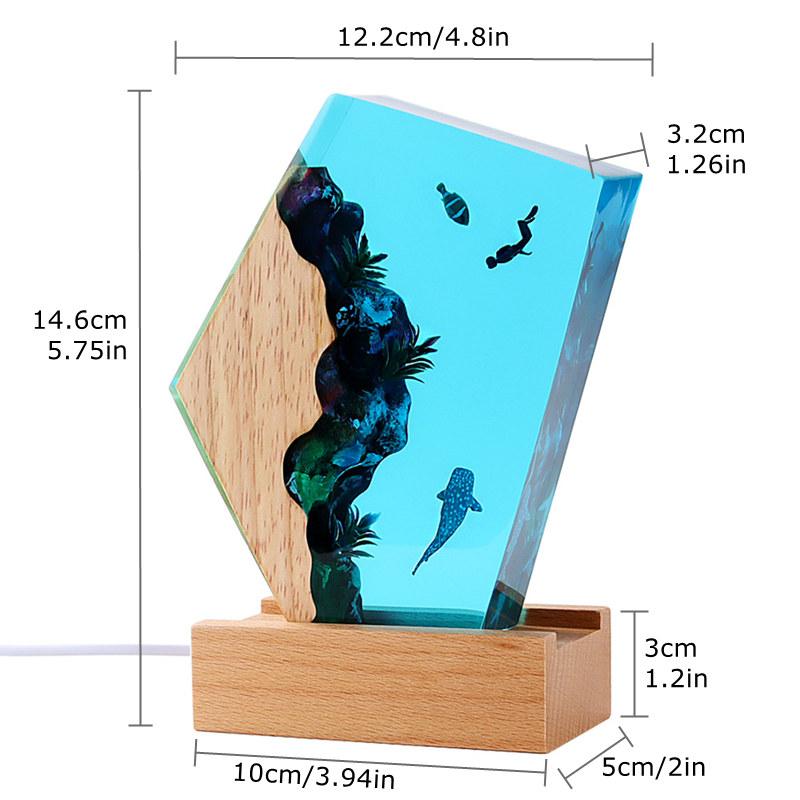 Creative Seabed World Organism Diving Exploration Nuclear Epoxy Resin Shark Turtle Desk Accessories Home Room Decor Night Light