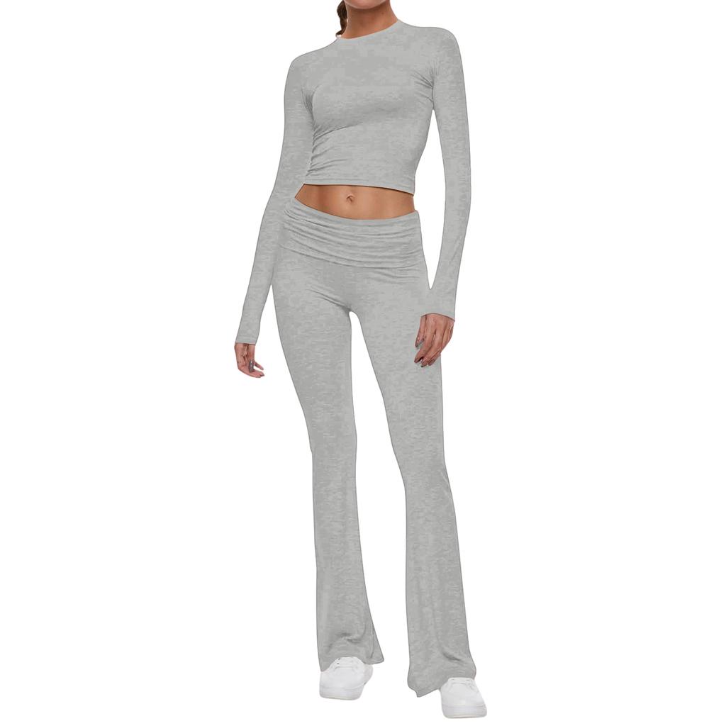 Women's Color Casual Top Pants Fashion Two-piece Set