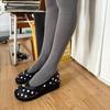Sheepskin version~ Korean retro niche thick-soled spotted pig's trotters split-toed shoes women's satin Mary Jane light mouth single shoes women