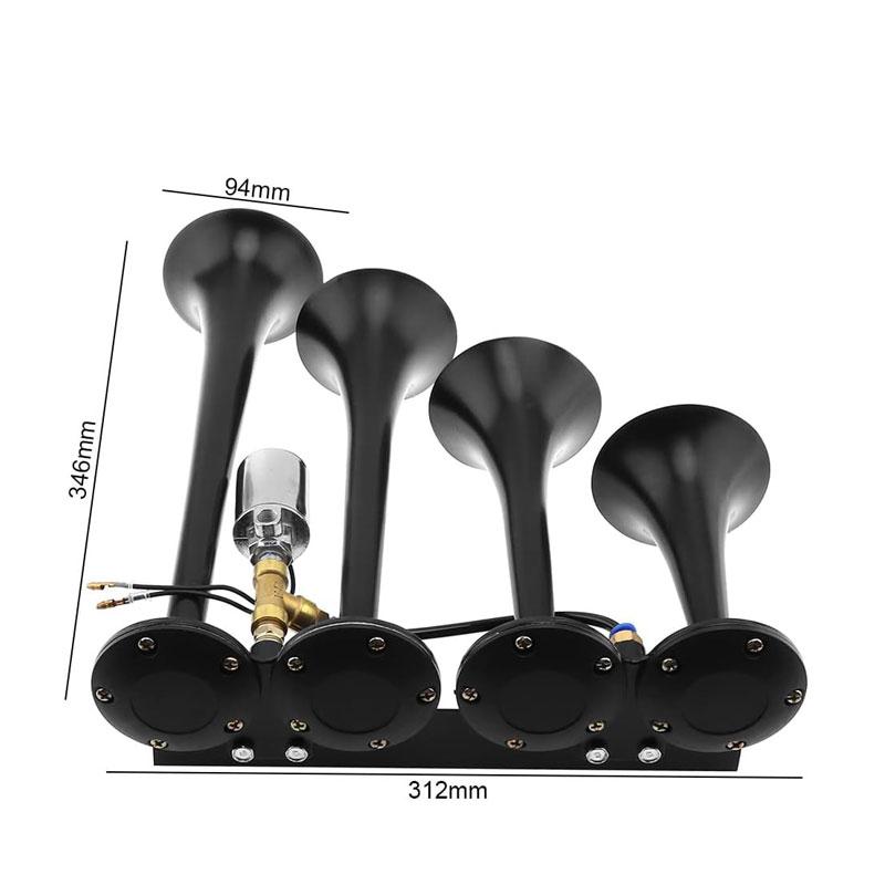 12V/24V 4 Trumpet Electric Train Air Horn Kit 105-115 DB Loud Train Horns 500-800Hz 0.8-0.9MPA Air Horns For Trucks Cars