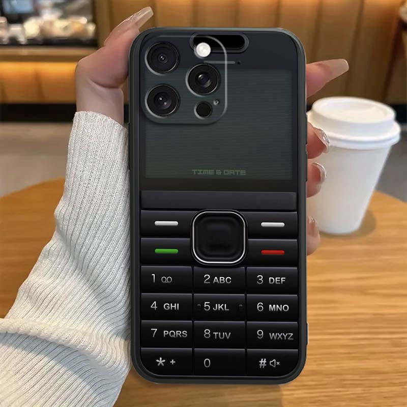Luxury Vintage Phone Pattern Phone Case For Apple iPhone 17 16 16E 15 14 13 12 11 Pro Max Plus Black Soft Silicone