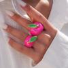 Korean Style Vintage Ring Flower Big Floral Ring Colorful Enamel Fruit Ring  Gifts for Women Girl