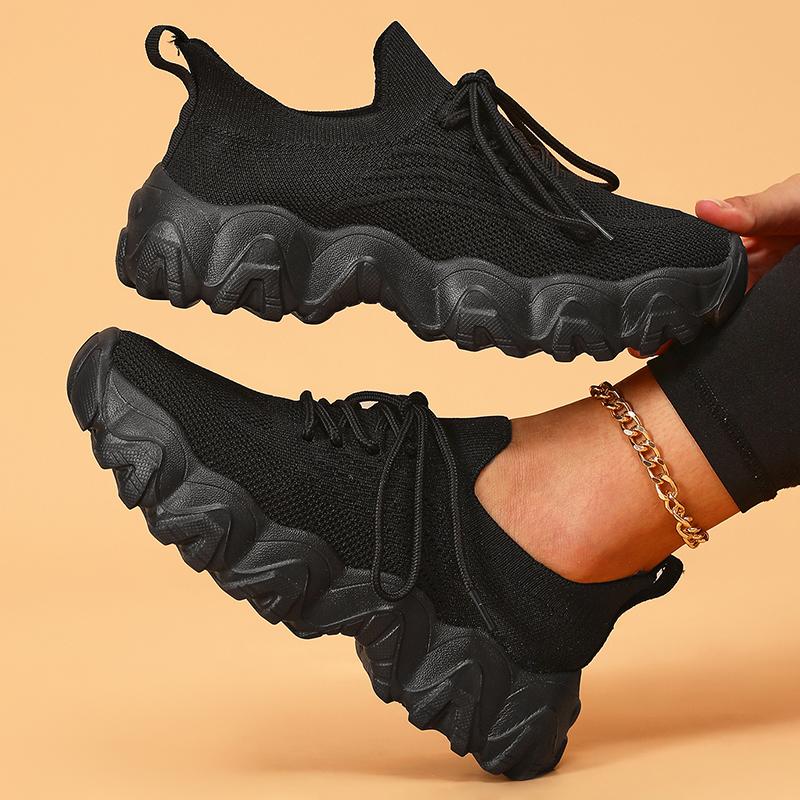 

Women s Vulcanized Shoes Size 35-42 Breathable Knitted Upper Soft Sole Comfortable Walking Shoes for Outdoor Daily Use Sneakers 36 чёрный