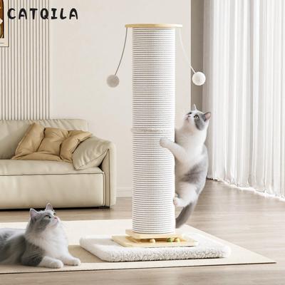 Poste Arranhador de Sisal Vertical Extra Grande para Gatos: Placa de Arranhar Durável e Sem Fiapos com Brinquedo Integrado para Gatos.