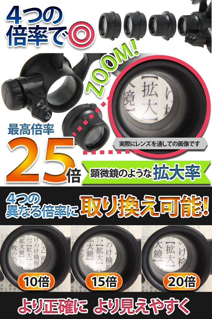 Phoenix Loupe 15x 20x 4 Types of Lenses 2 LED Lights Headband Included Term Warranty 45 Magnifying Glass Loupe Black Glasses-type [10x & & & 25x] /